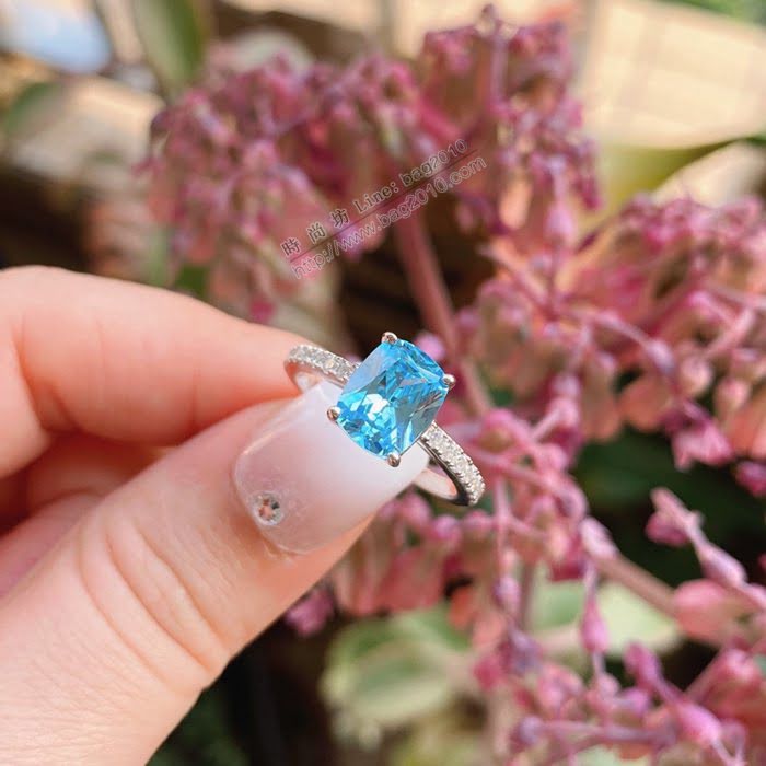 Bvlgari飾品 寶格麗新款海藍寶鑽戒 925純銀電鍍18k高碳鑽  zgbq3313